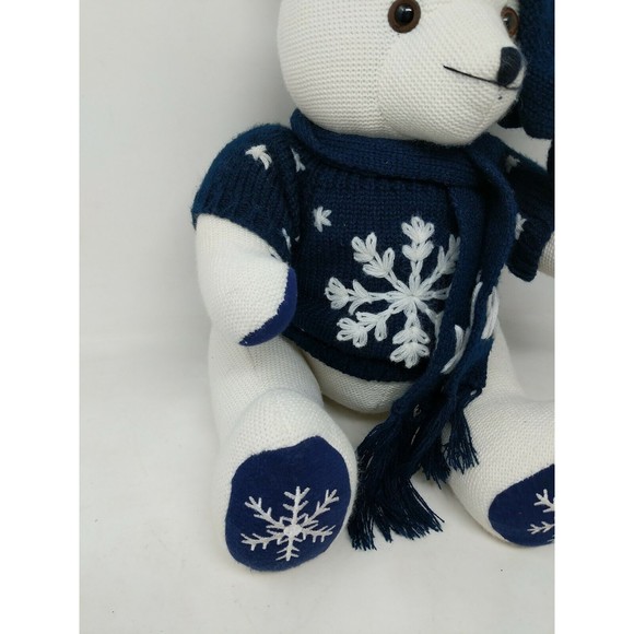 Pier 1 One Imports Corduroy Teddy Polar Bear Stuffed Animal Plush Winter Sweater - Picture 5 of 10